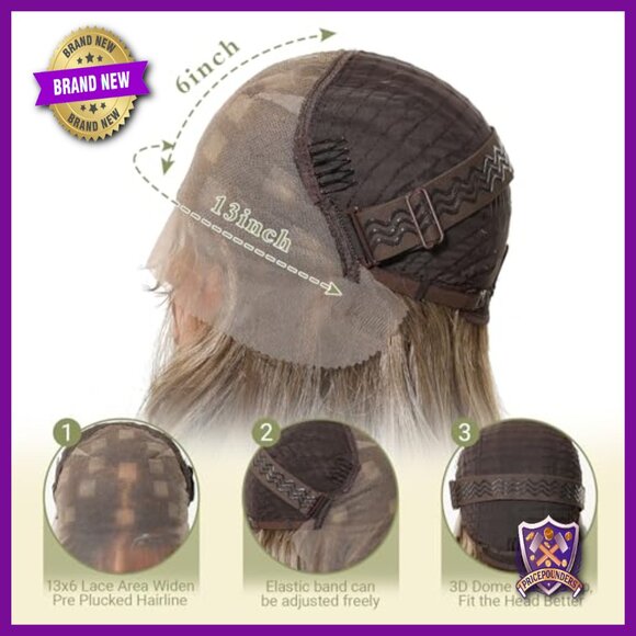 13x6 Lace Front Wig Synthetic Hair Pre Plucked Wavy 30 Inch Glueless